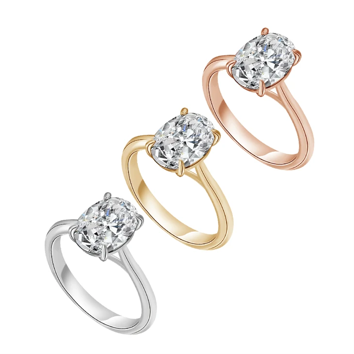 Lab Grown Oval Diamond Engagement Gold Rings