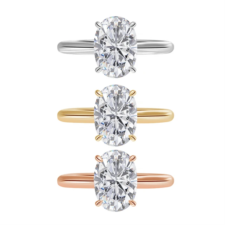 Lab Grown Oval Diamond Engagement Gold Rings
