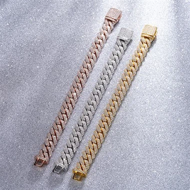 Ασημένια αλυσίδα βραχιόλι Moissanite Cuban