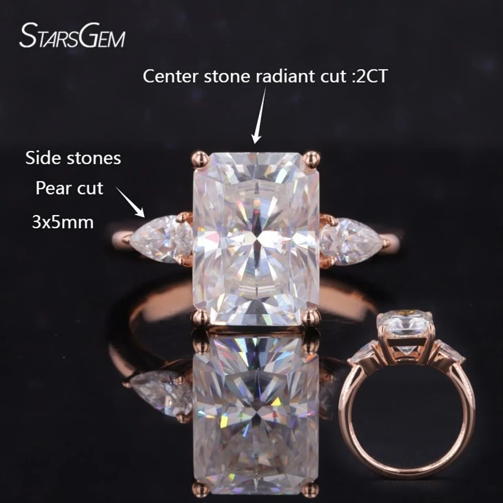 Three Stone Lab Diamond Gold Ring